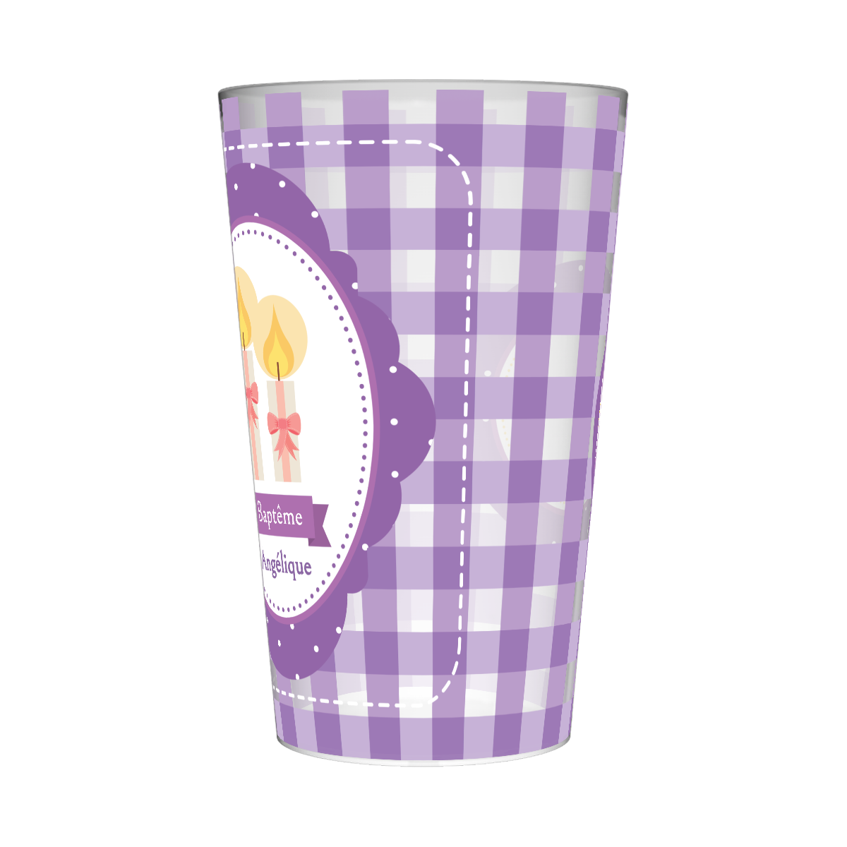 Gobelet personnalisé Baptême Vichy 3