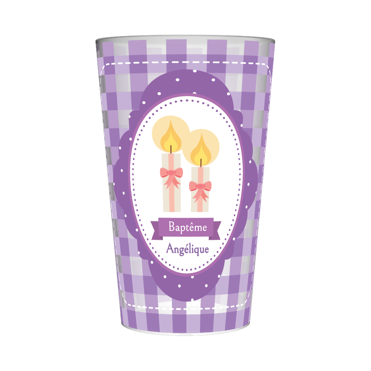 Gobelet personnalisé Baptême Vichy