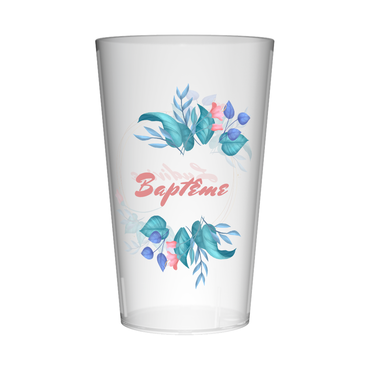 Gobelet personnalisé Baptême Couronne Fleurs