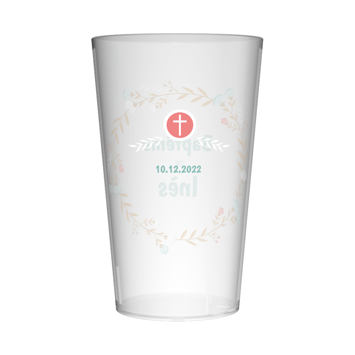 Gobelet personnalisé Baptême Couronne Feuillage 2
