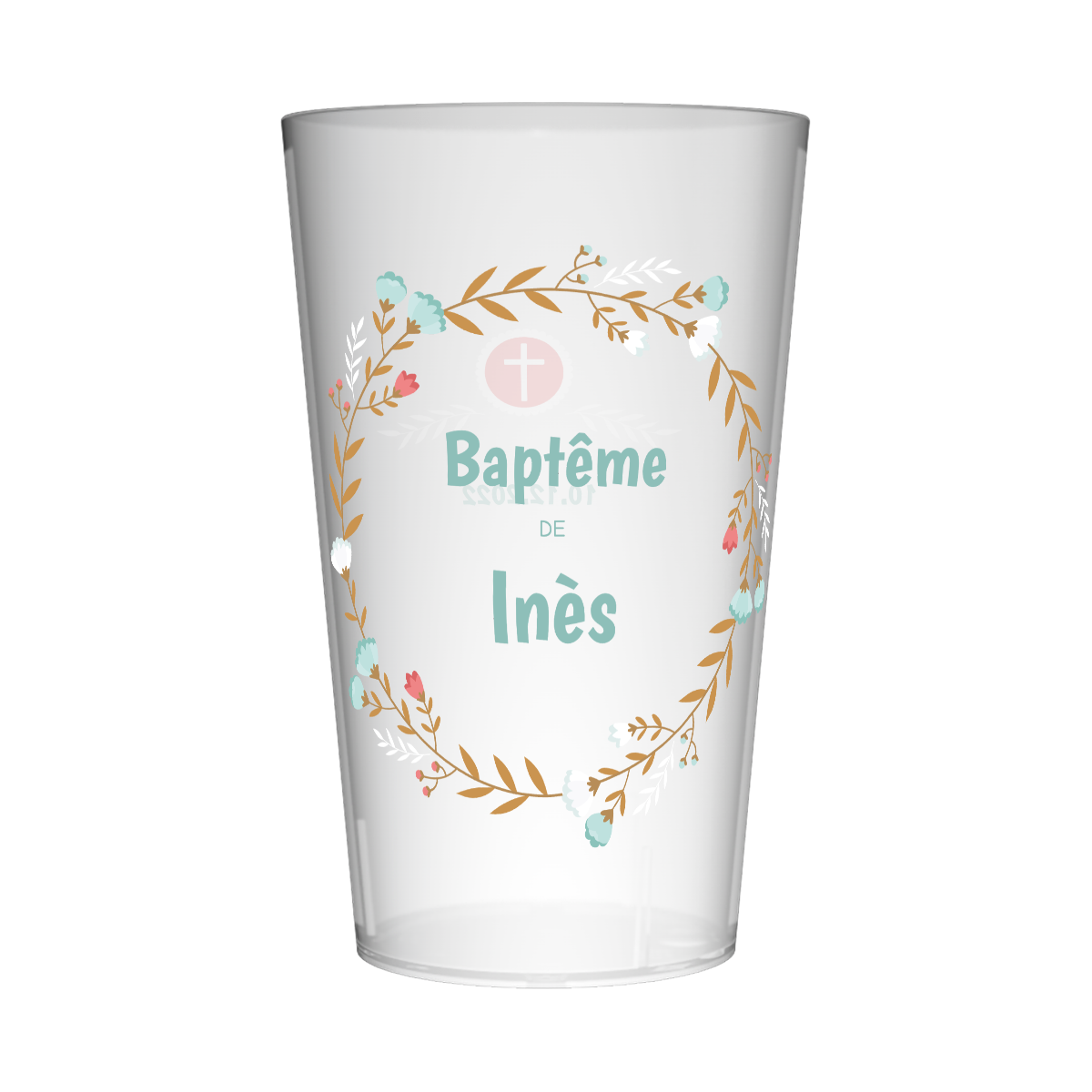 Gobelet personnalisé Baptême Couronne Feuillage