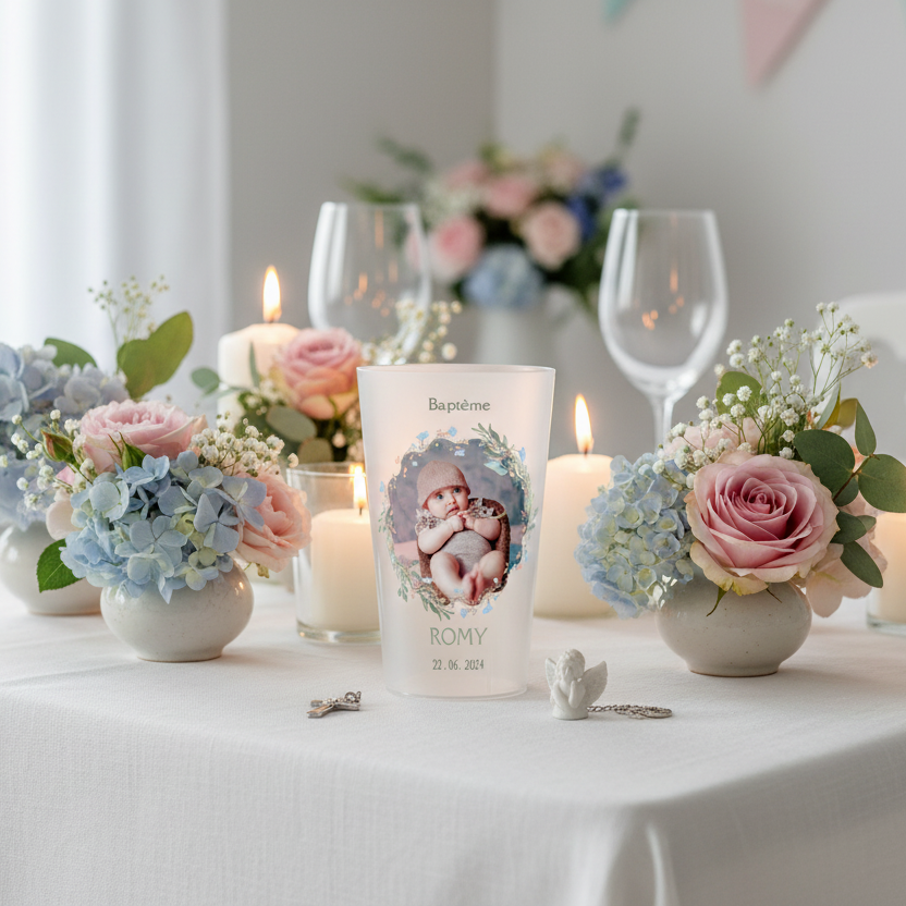 gobelet personnalise bapteme couronne verte