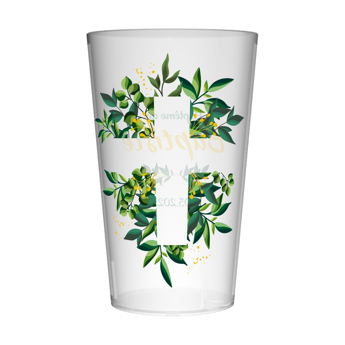 Gobelet personnalisé Baptême Croix & Feuilles