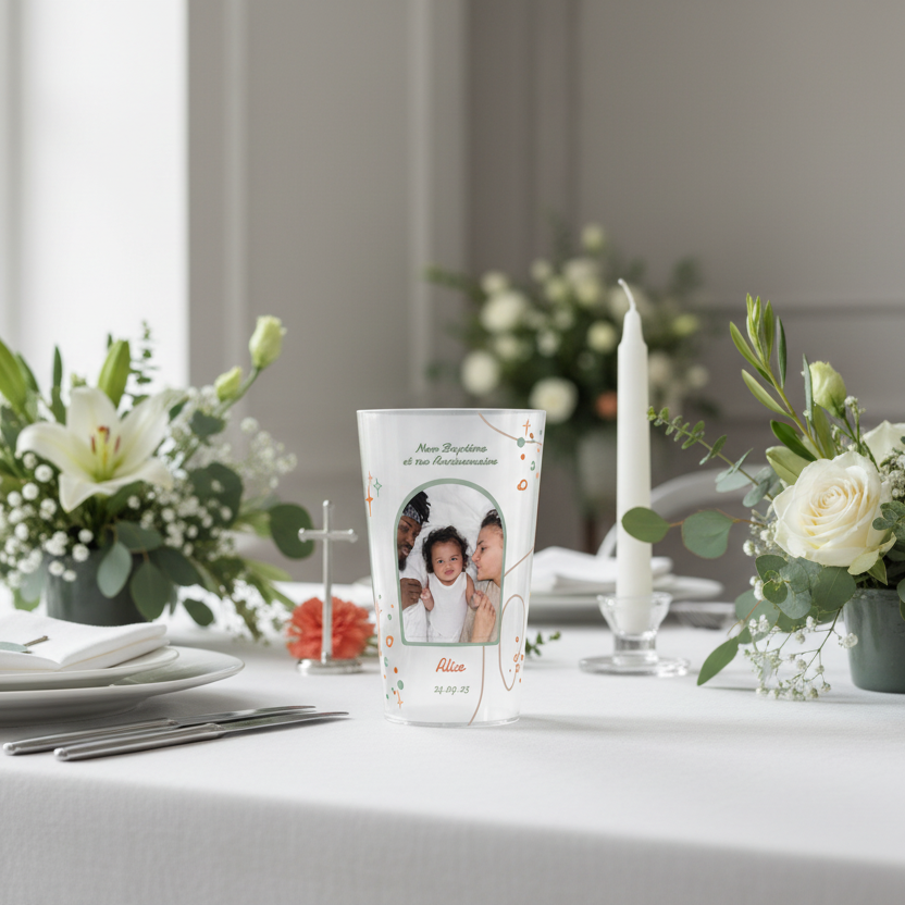 gobelets personnalisés bapteme etoiles orange