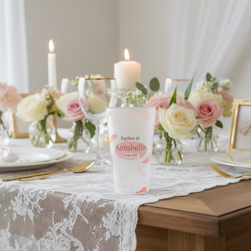 gobelet personnalise bapteme plumes