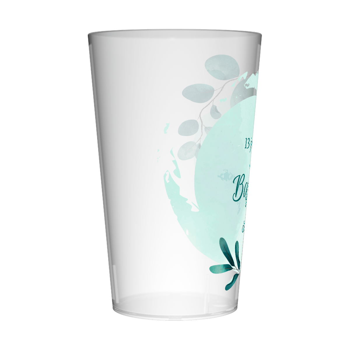 Gobelet personnalisé Baptême Bleu & Feuilles 3