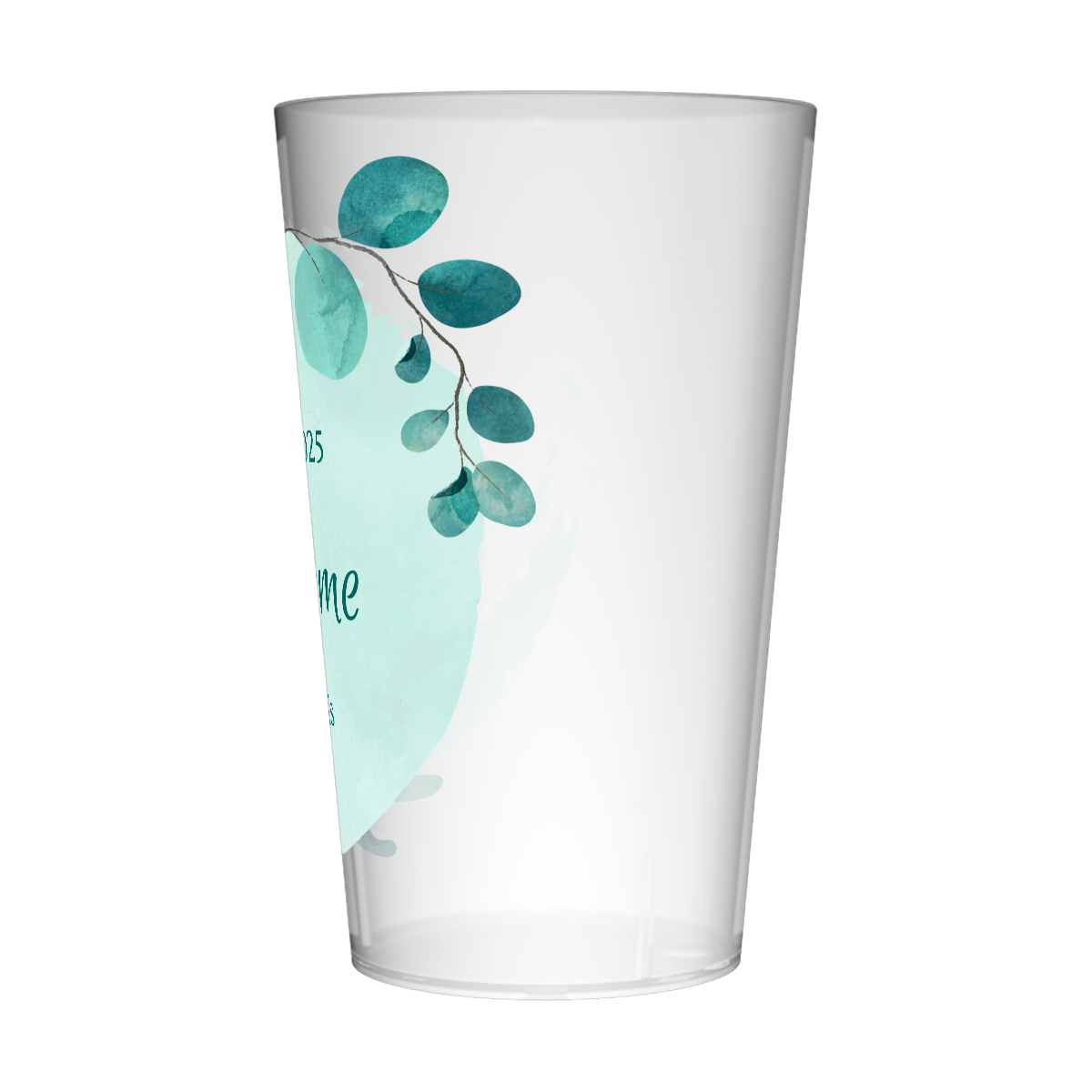 Gobelet personnalisé Baptême Bleu & Feuilles 2