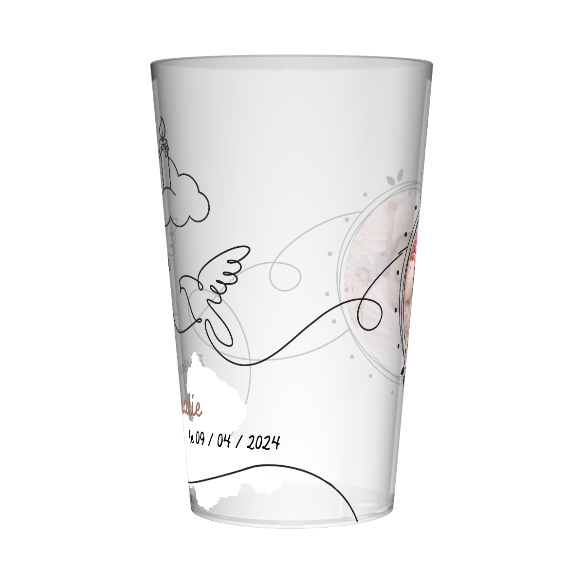 Gobelet personnalisé Baptême Colombe & Bougie 3