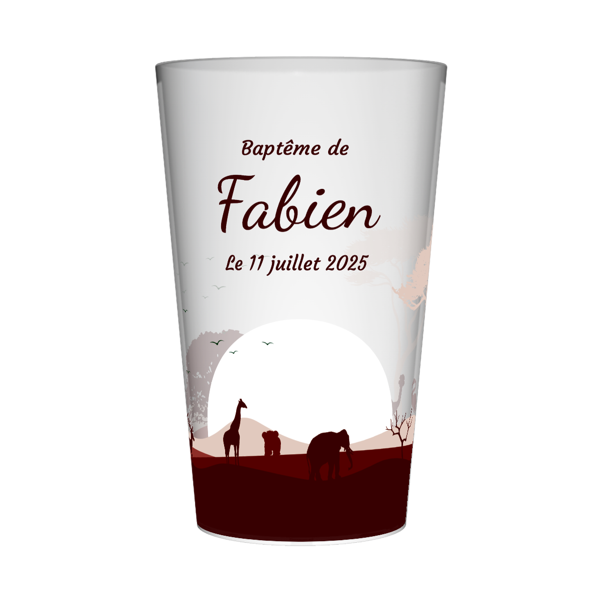 Gobelet personnalisé Baptême Savane