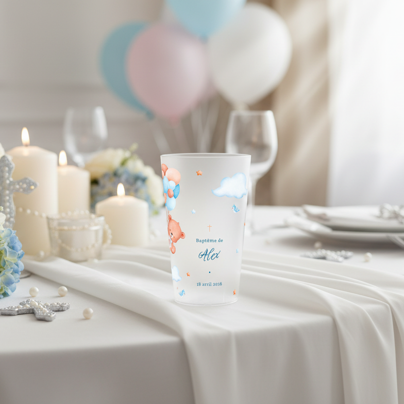 gobelet personnalise bapteme ourson et ballons