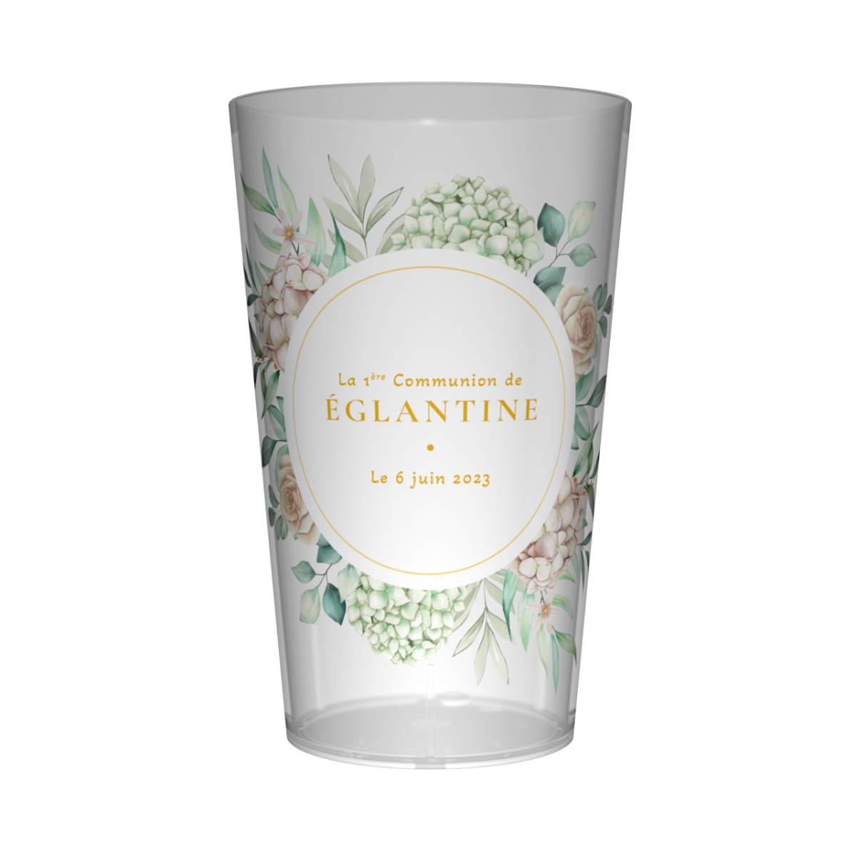 Gobelet personnalisé Communion Couronne Verte