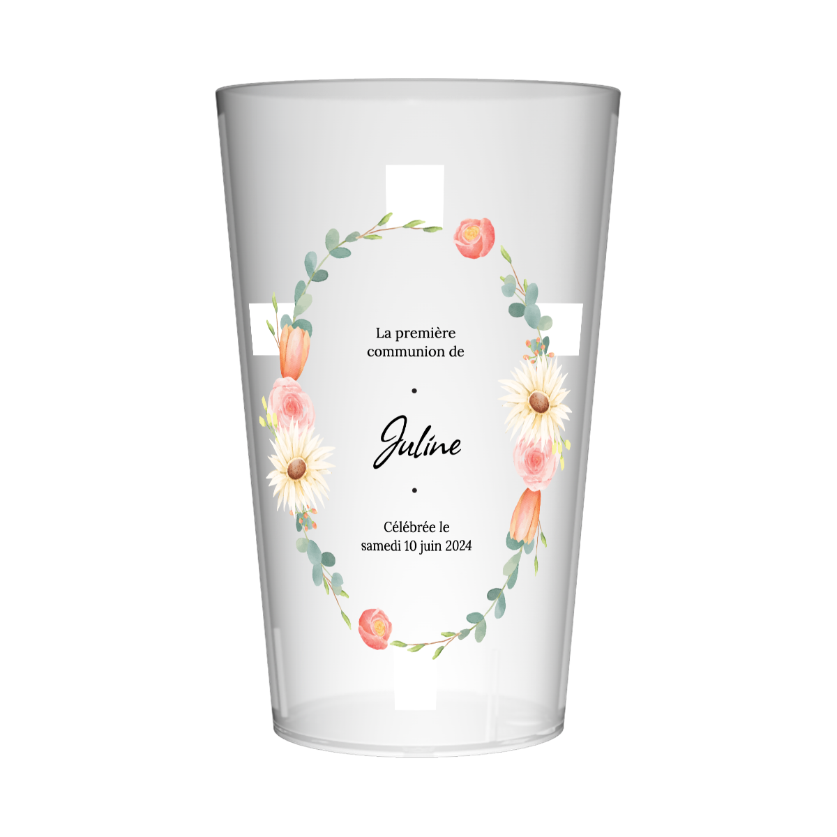 Gobelet personnalisé Communion Couronne Champêtre