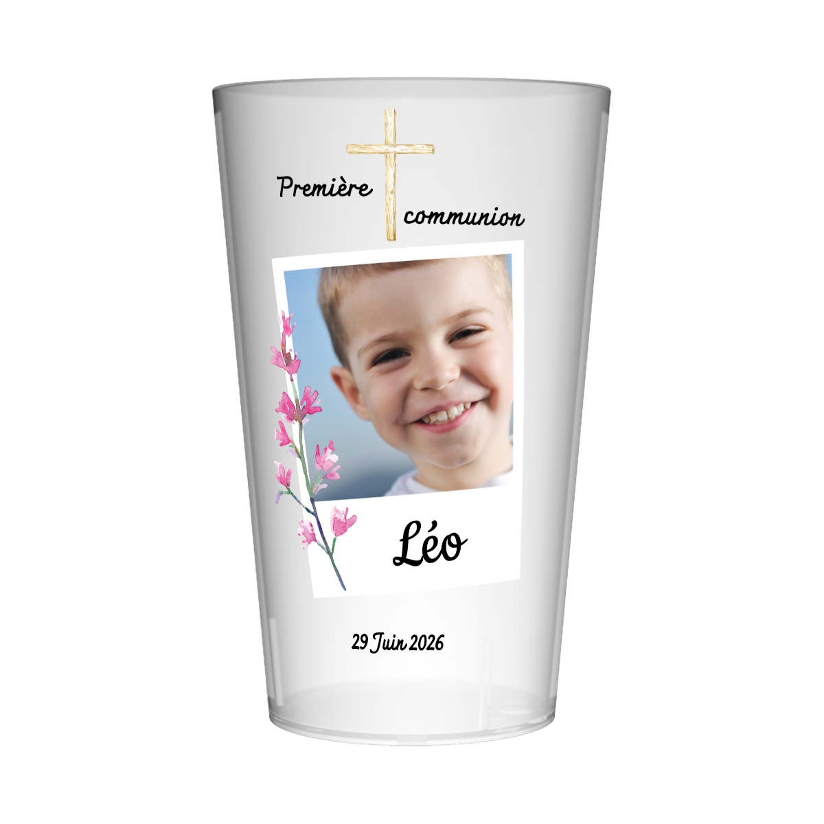 Gobelet personnalisé Communion Image & Fleurs