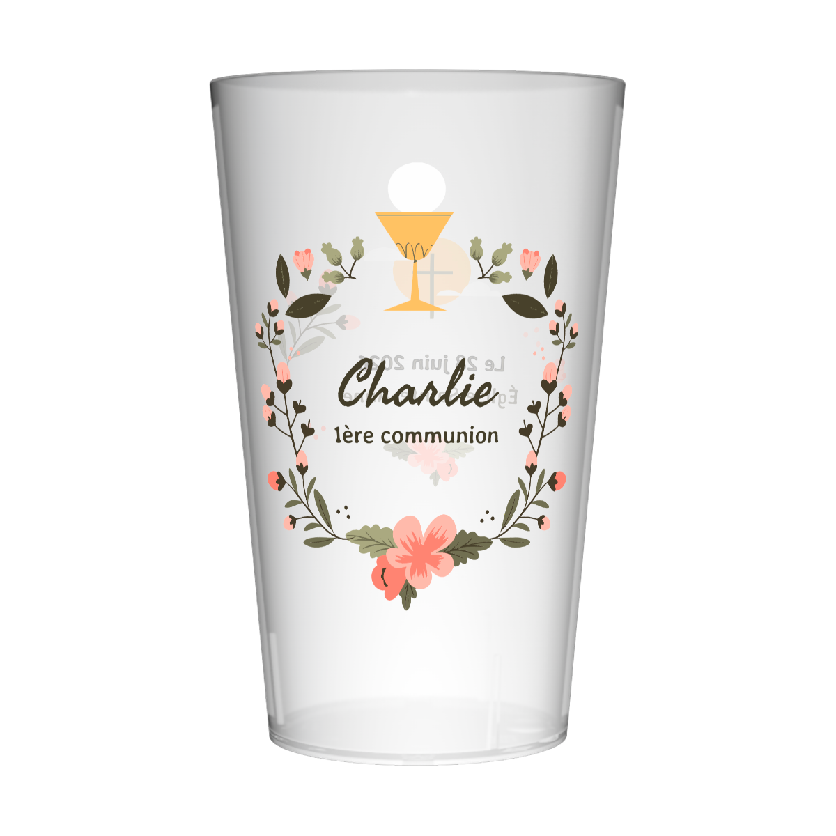 Gobelet personnalisé Communion Calice & Fleurs 3