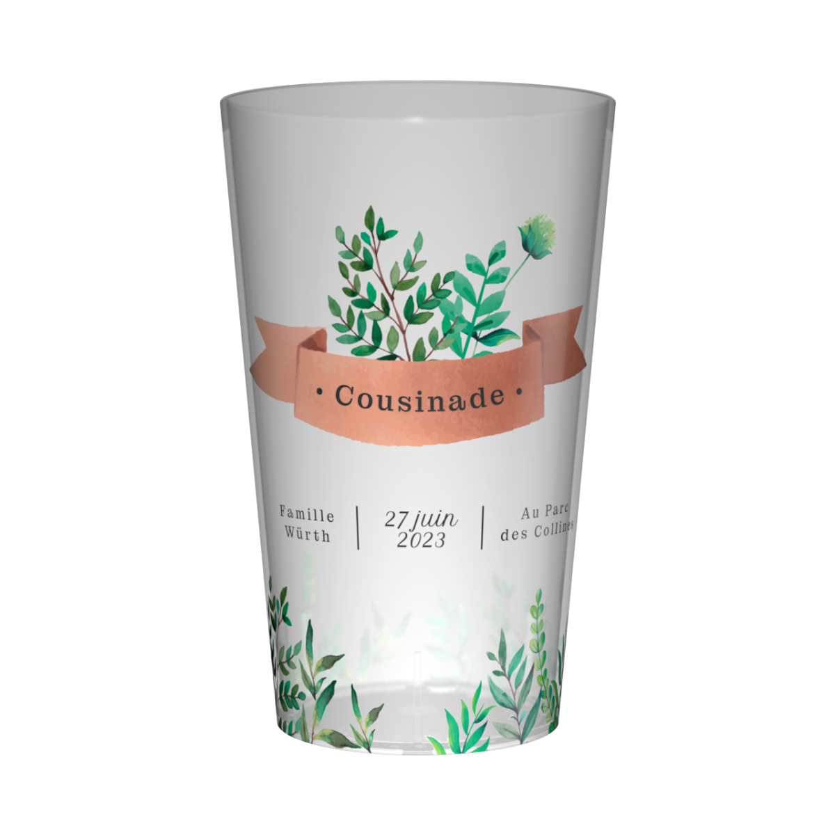 Gobelet personnalisé Cousinade Feuilles