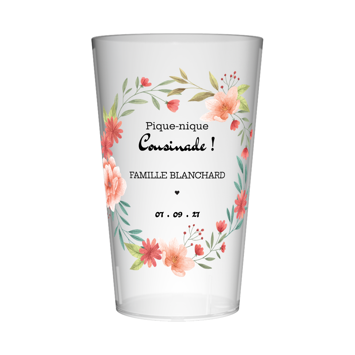 Gobelet personnalisé Cousinade Couronne Fleurs