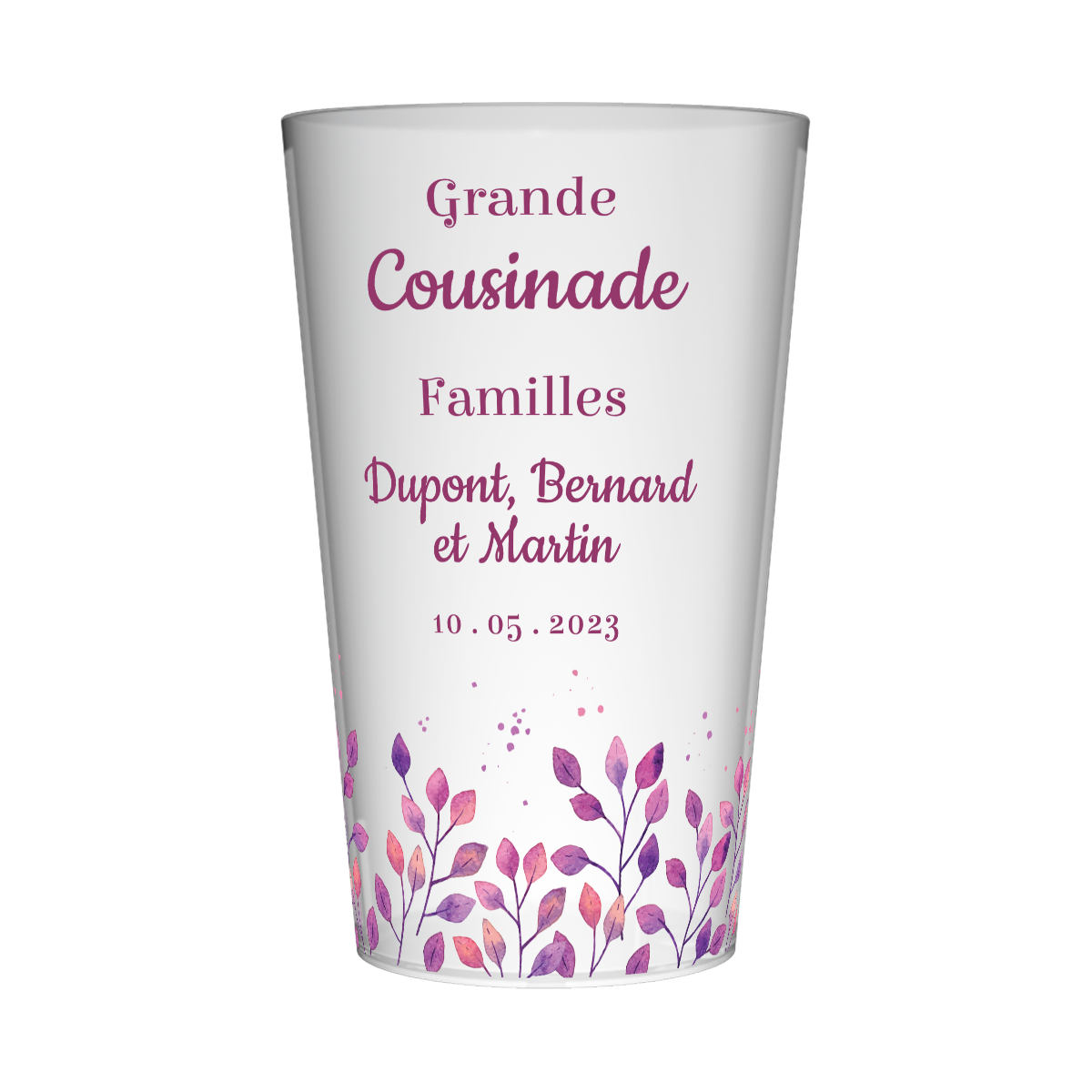Gobelet personnalisé Cousinade Violet