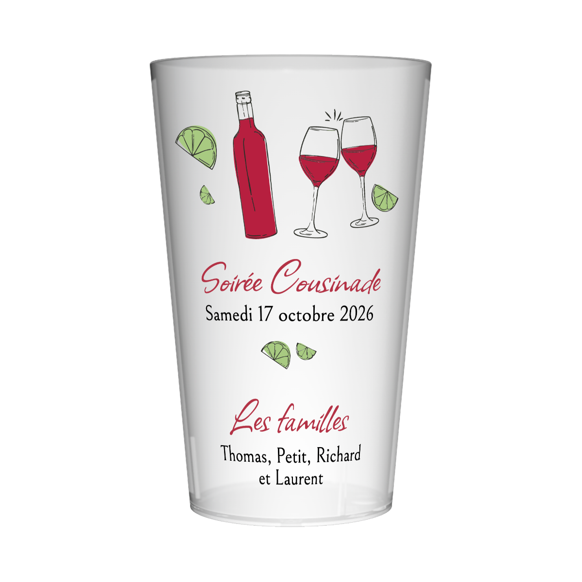 Gobelet personnalisé Cousinade Vin