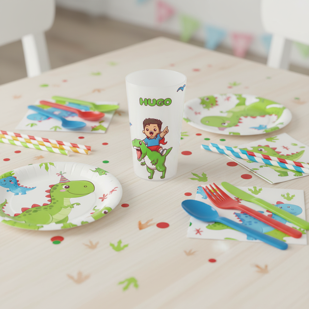 Gobelet personnalisé Enfant Dino Vert ambiance