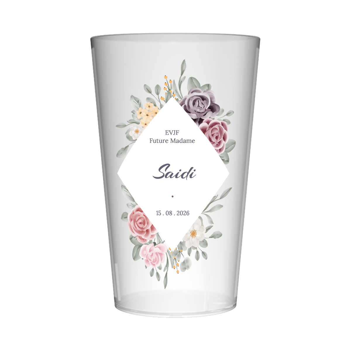 Gobelet personnalisé pour EVJF Losange & Fleurs