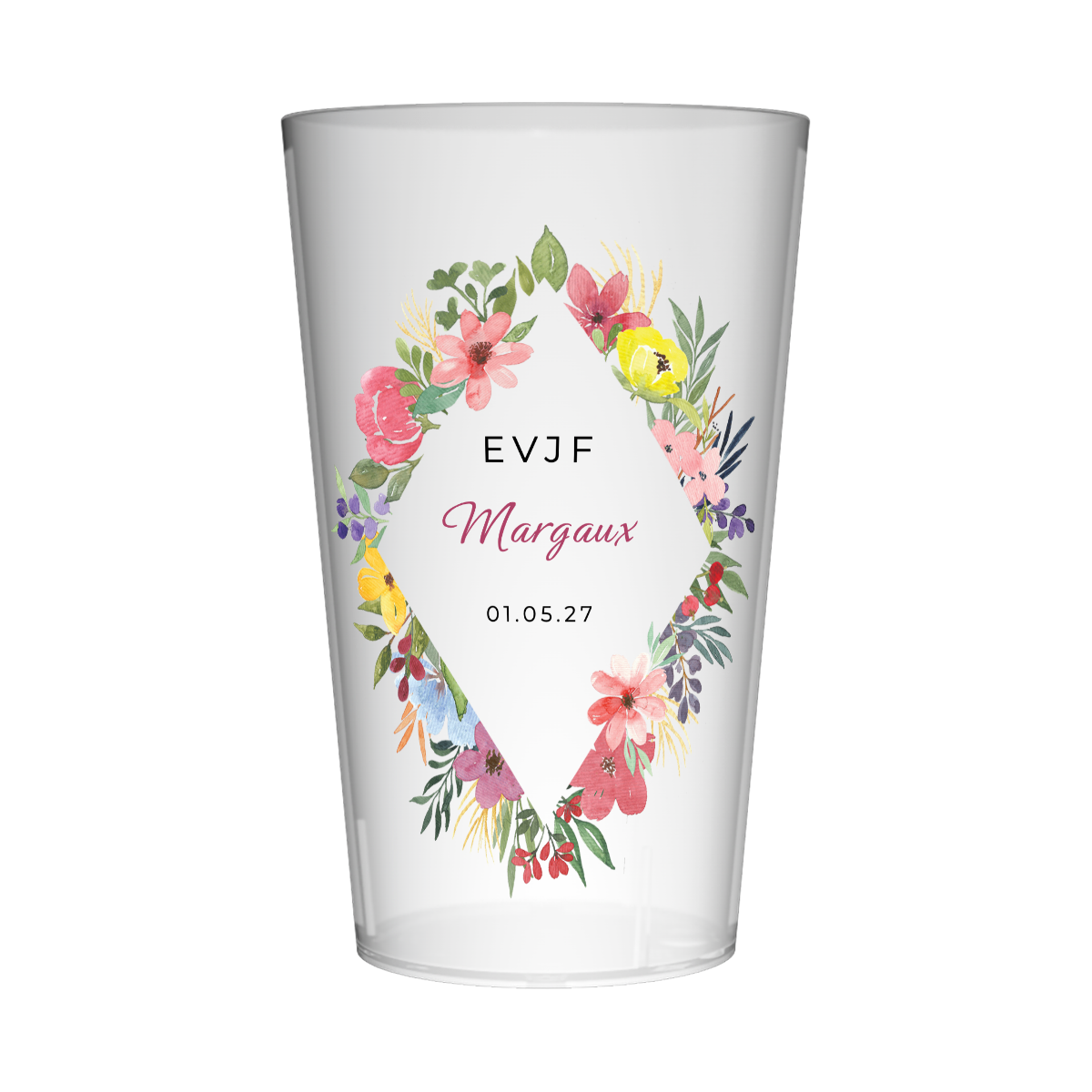 Gobelet personnalisé pour EVJF Losange de fleurs
