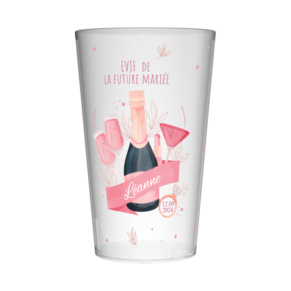 Gobelet personnalisé pour EVJF Champagne Rose