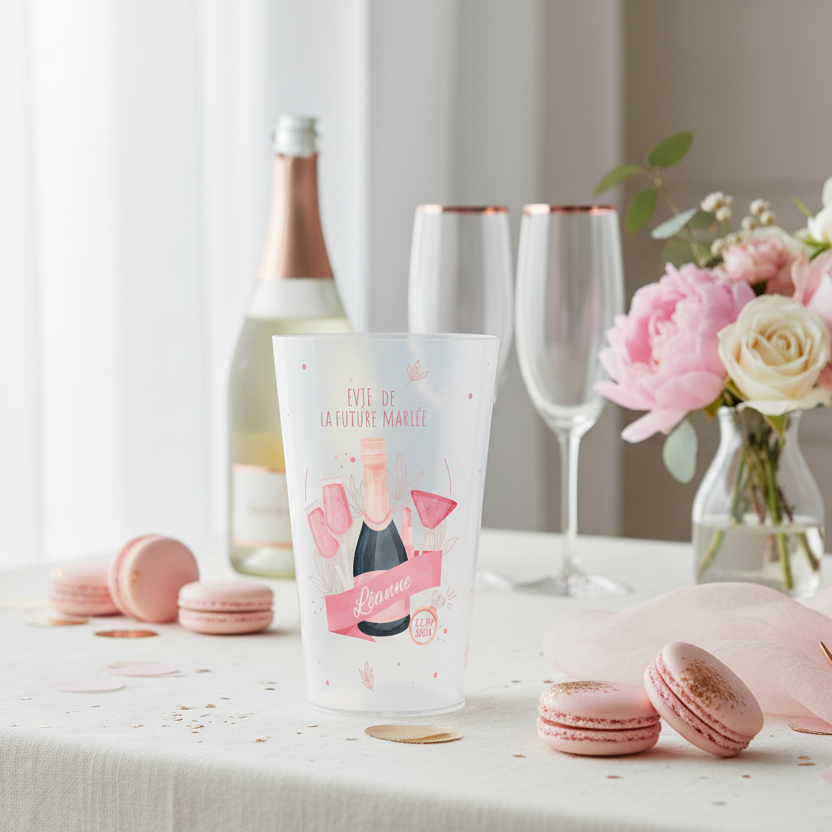 gobelet personnalise evjf champagne rose