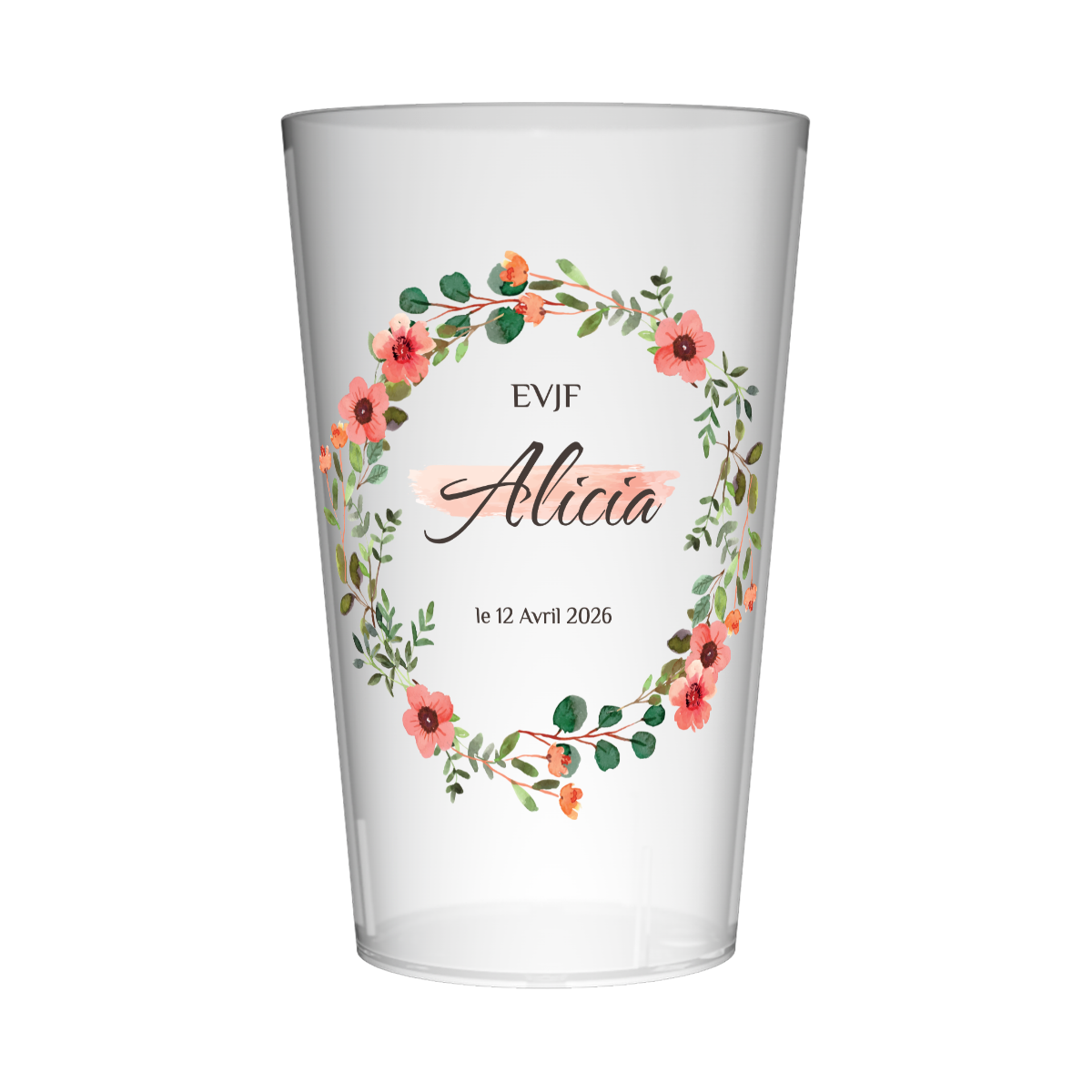 Gobelet personnalisé pour EVJF Fleurs Roses