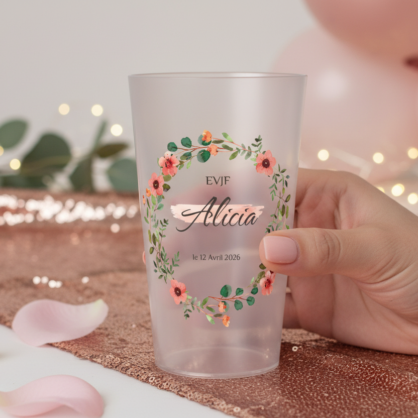 gobelet personnalise evjf fleurs roses