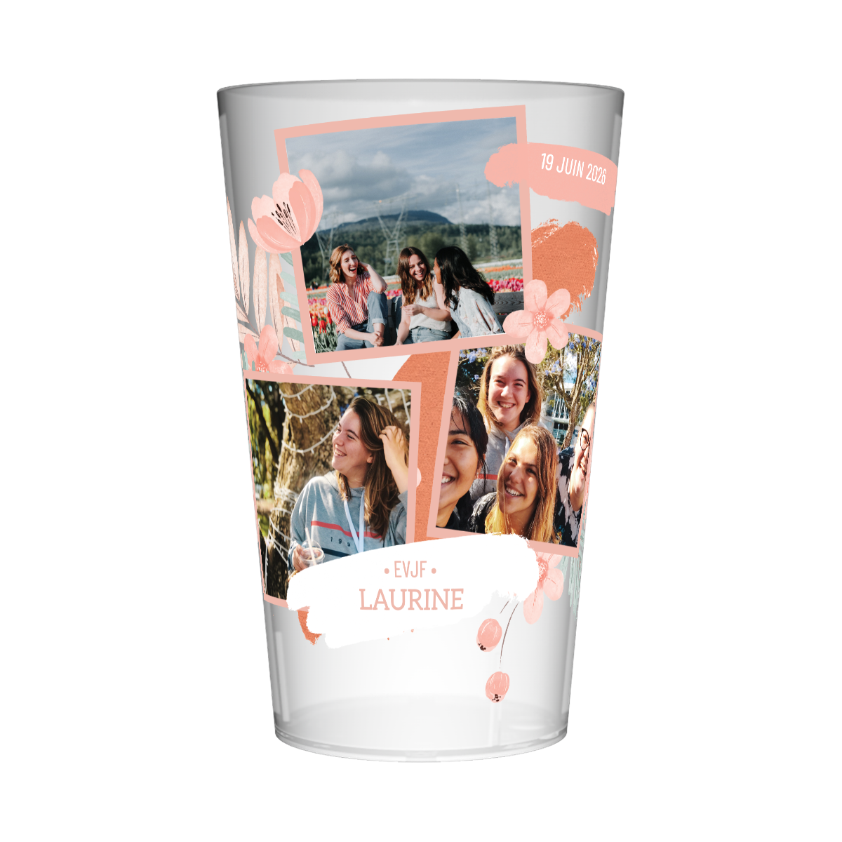 Gobelet personnalisé pour EVJF Photos Fleuries