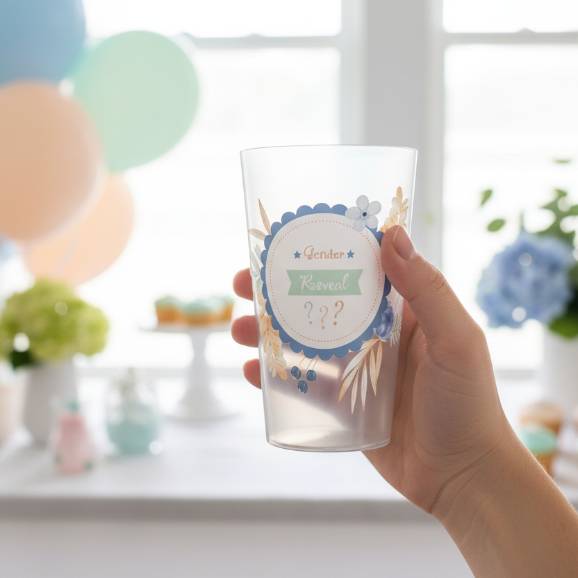 gobelet personnalise gender reveal champetre