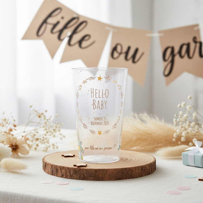 gobelet personnalise gender reveal ambiance