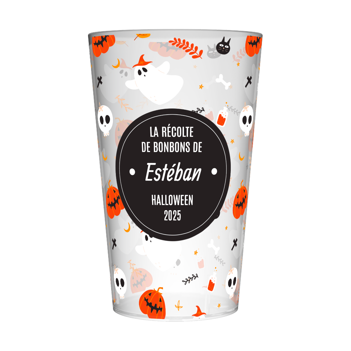 Gobelet personnalisé Halloween Fantôme & Citrouille