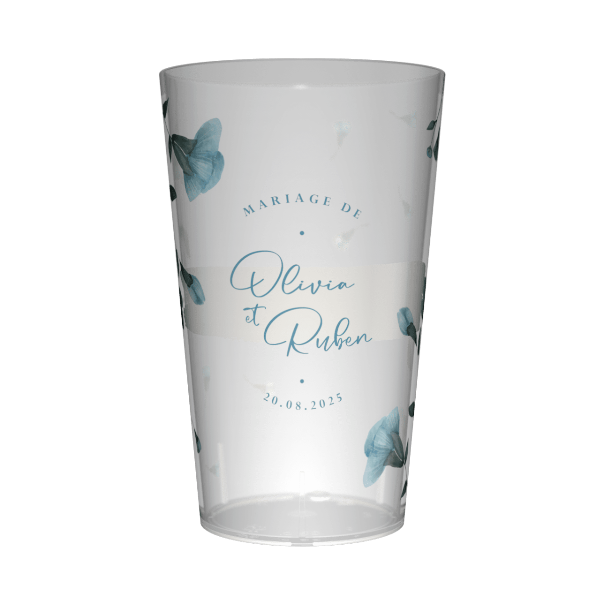 Gobelet personnalisé Mariage Fleurs Bleues