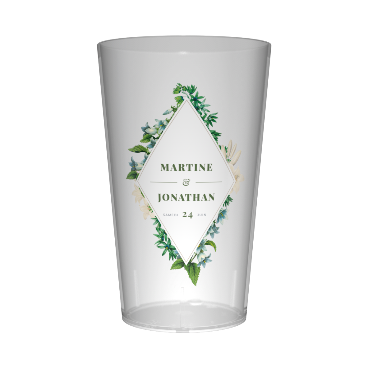 Gobelet personnalisé Mariage Triangle Fleuri
