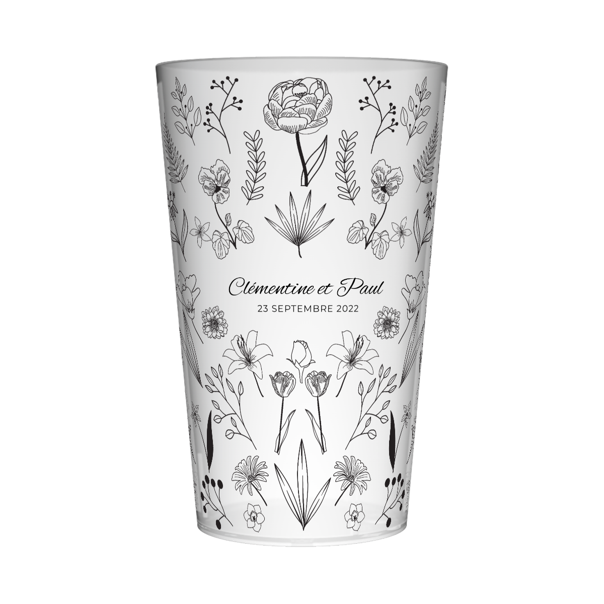 Gobelet personnalisé Mariage Dessin Fleur