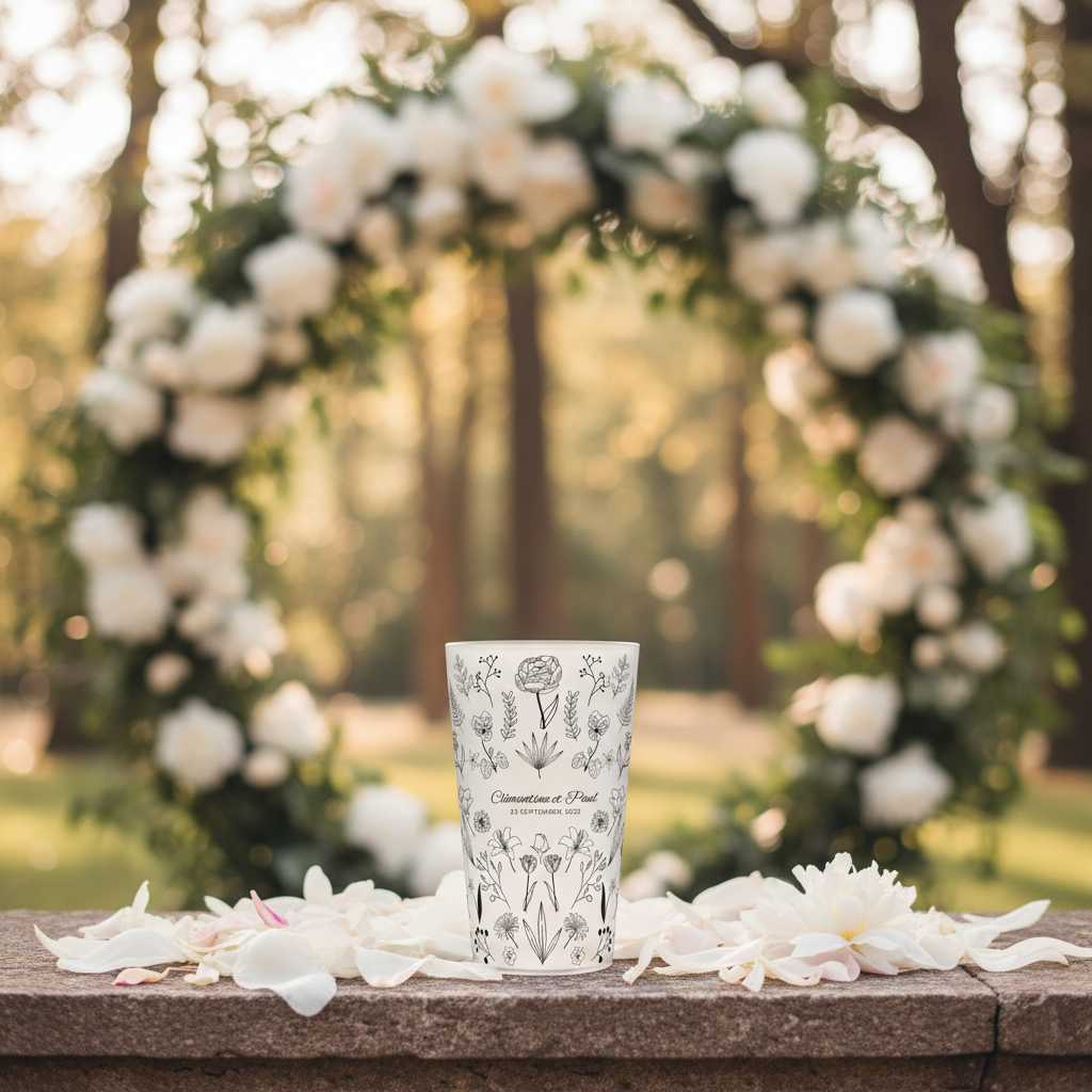 gobelet personnalise mariage fleurs noires