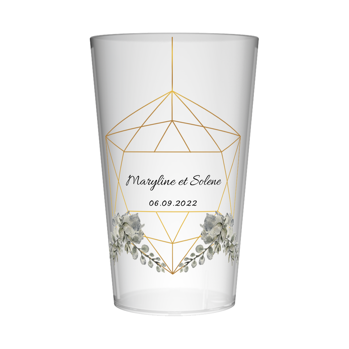 Gobelet personnalisé Mariage Boule Dorée