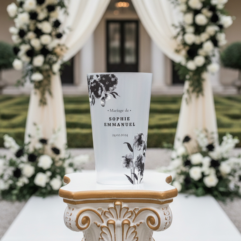 gobelet personnalise mariage aquarelle noire