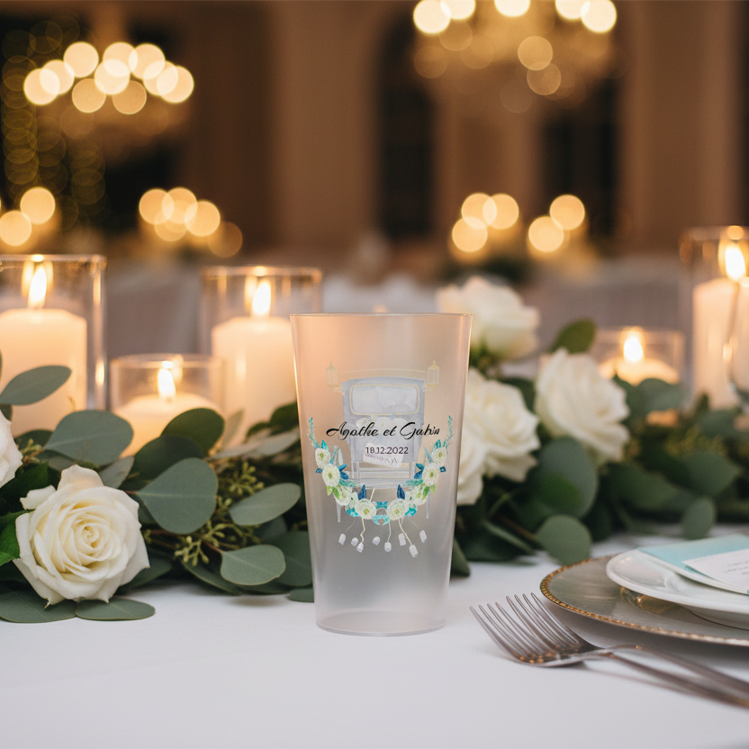 gobelet personnalise mariage caleche ambiance