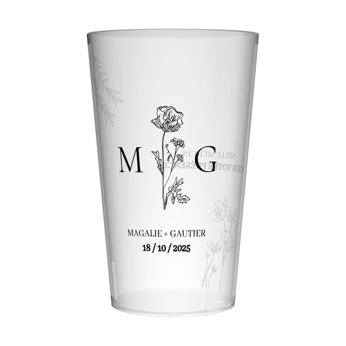 Gobelet personnalisé Mariage Fleur Graphique