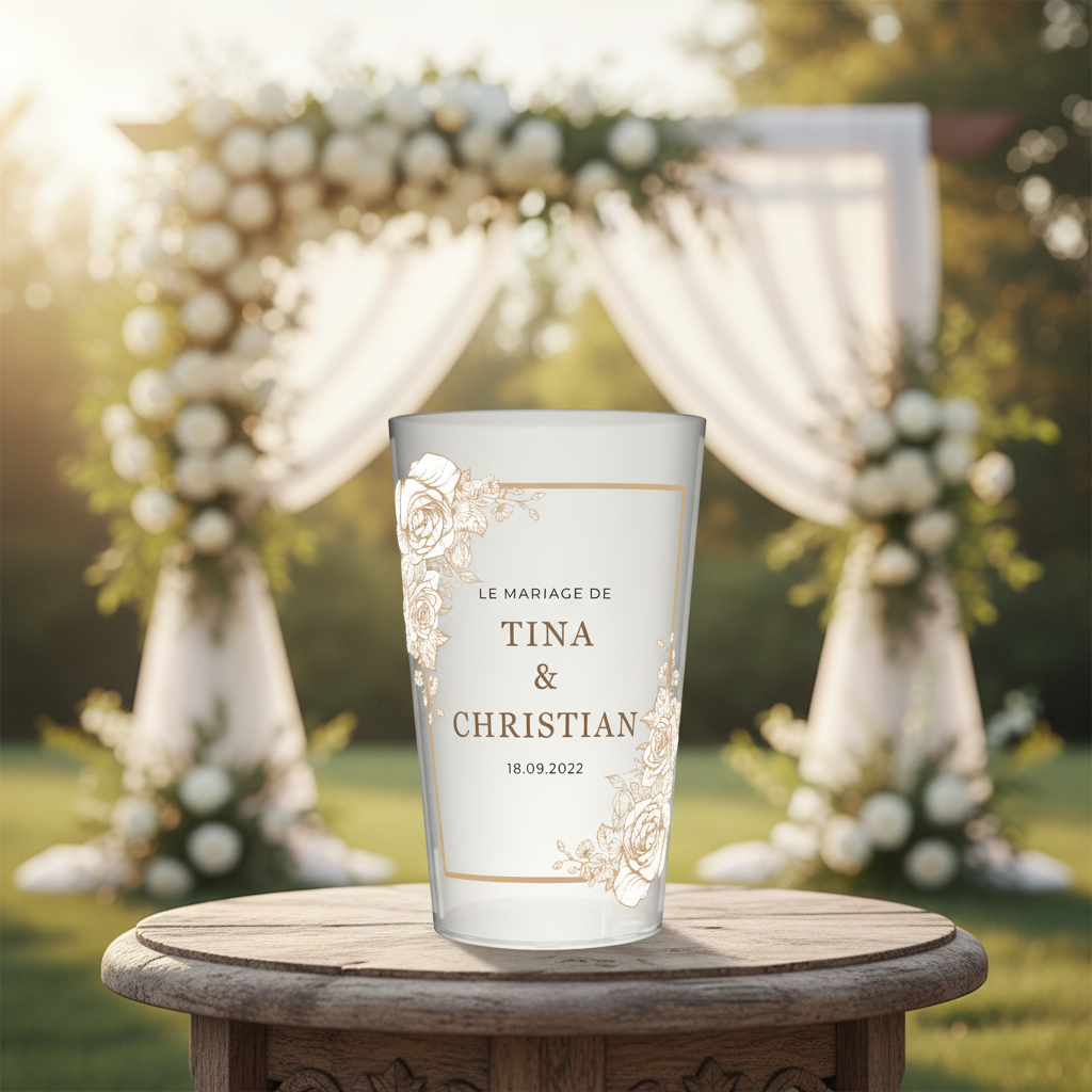 gobelet personnalise mariage doré