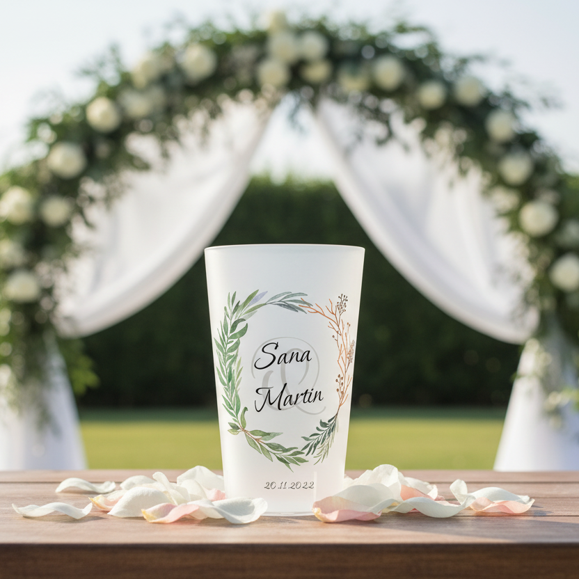 gobelet personnalise mariage couronne verte