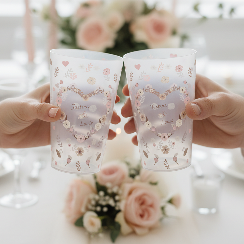 gobelet personnalise fleurs mariage