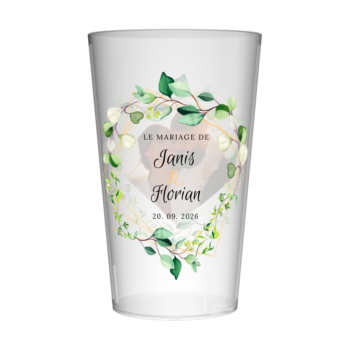 Gobelet personnalisé Mariage Couronne de Feuilles Photo2