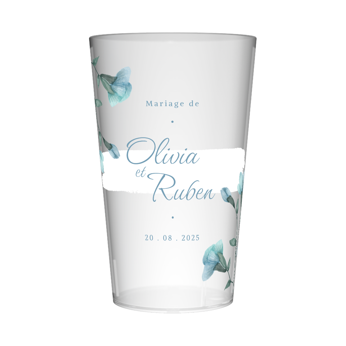 Gobelet personnalisé Mariage Fleurs Bleues
