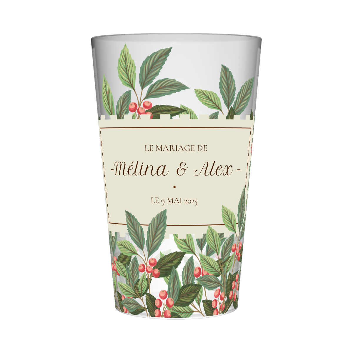 Gobelet personnalisé Mariage Feuilles & Baies