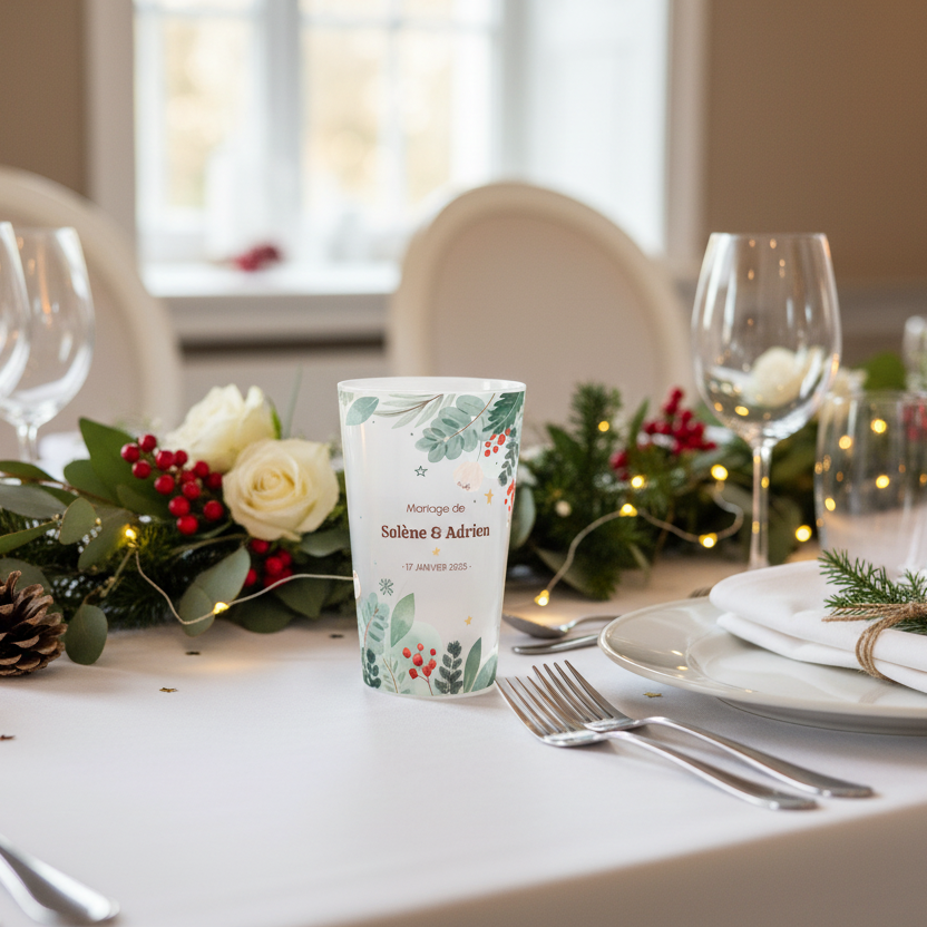 gobelet personnalise mariage rouge et vert