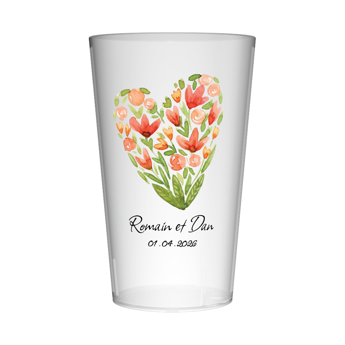 Gobelet personnalisé Mariage Cœur Champêtre