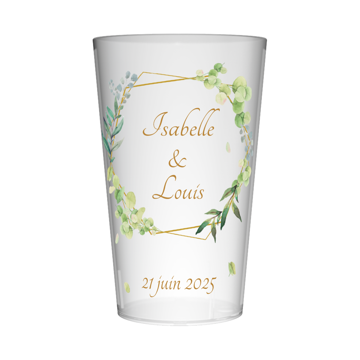 Gobelet personnalisé Mariage Encadrement Vert